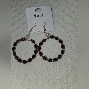 Purple Beaded Hoop Earrings
